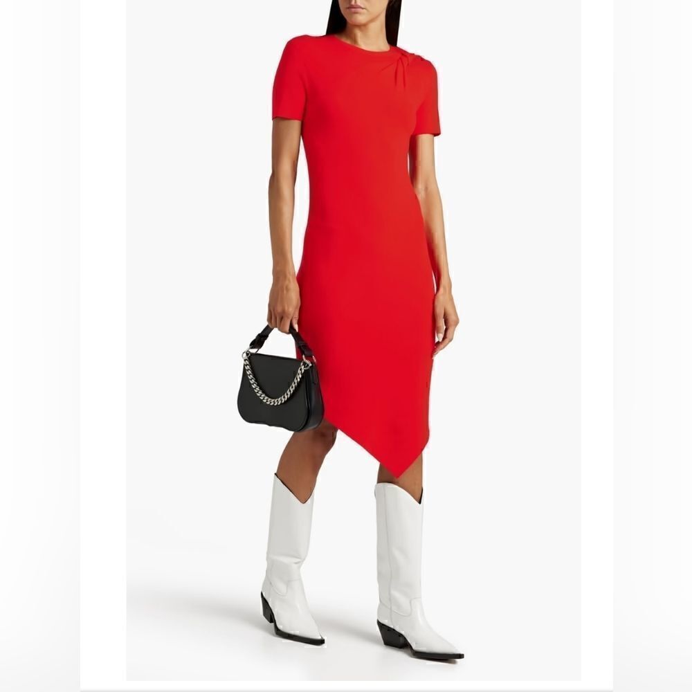 Helmut Lang bright red asymmetrical dress